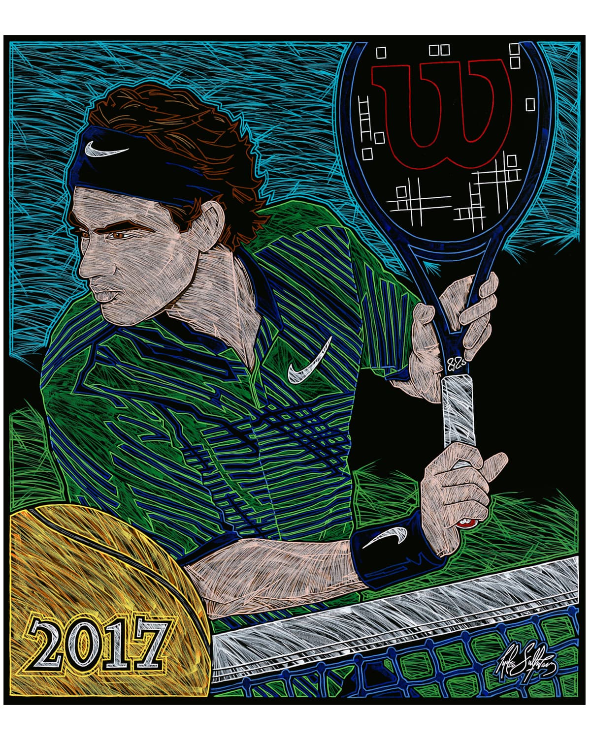 "FEDERER" Acrylic On Canvas - Image