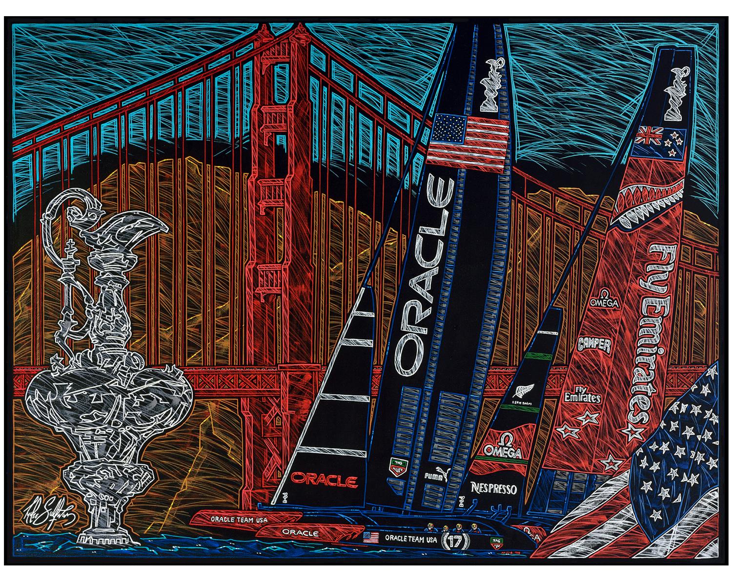 "ORACLE AMERICA'S CUP" Acrylic On Canvas - Image
